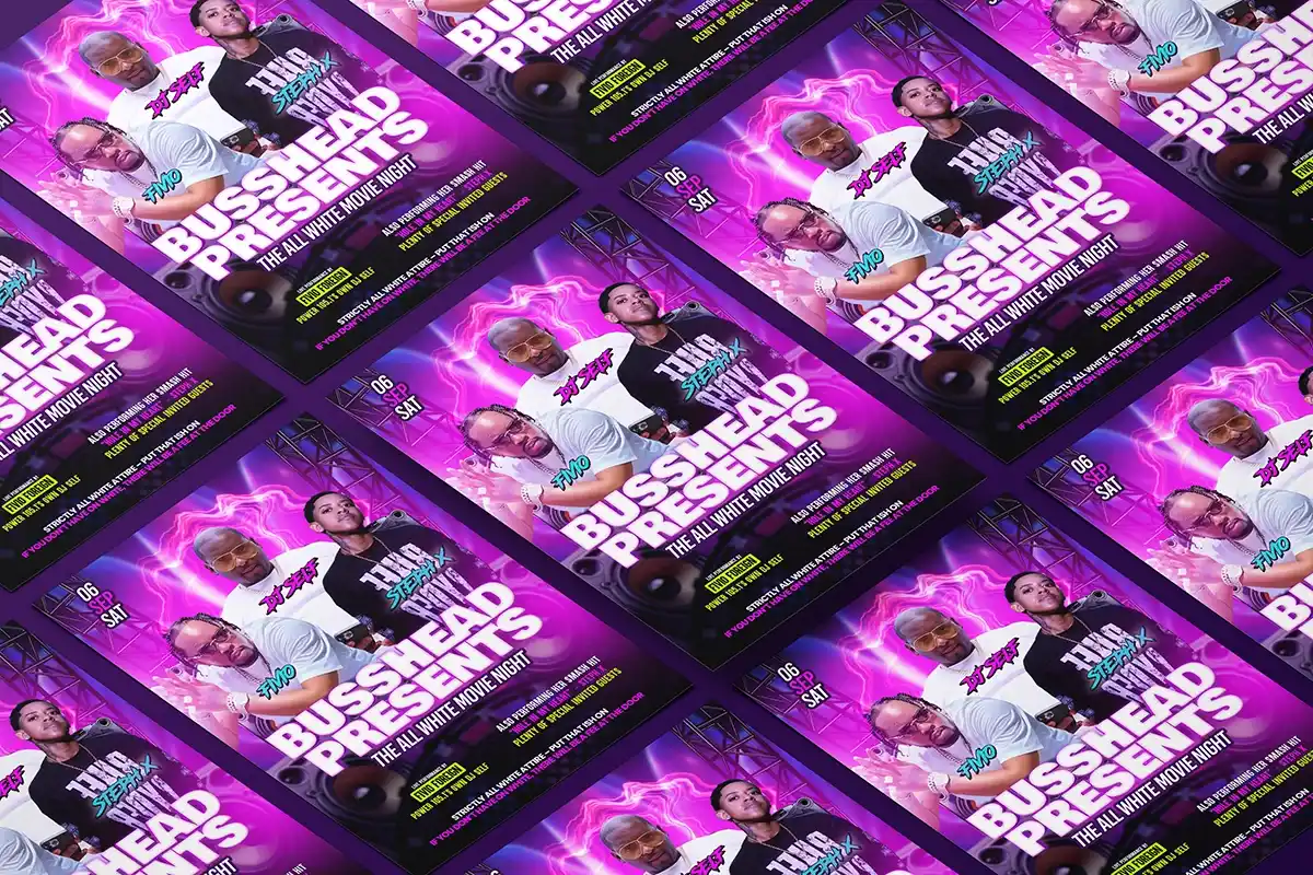 Urban Nightlife Event Flyer Design, The All White Movie Night